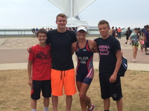 Douglas' wife competing in the US National Tri-Championships 2015 in Milwaukee